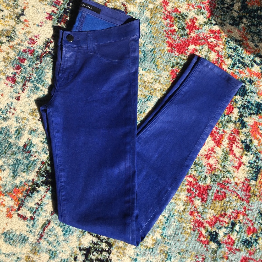 J Brand Coated Stretchy Skinny Jeans in Royal Blue Sz 25 XS